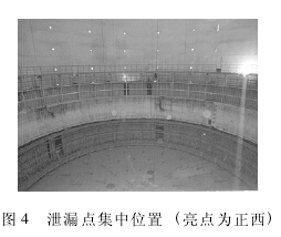 图 4 泄漏点集中位置 ( 亮点为正西)